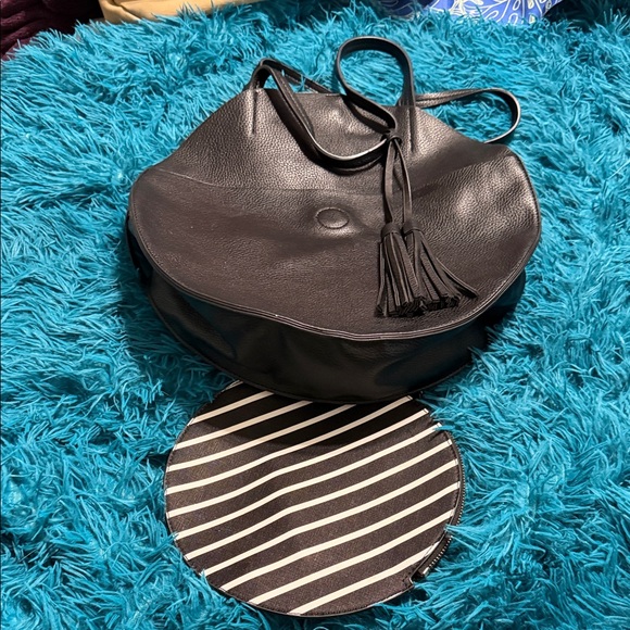 Anthropologie Handbags - Anthropologie Black Leather Shoulder Bag with Tassel